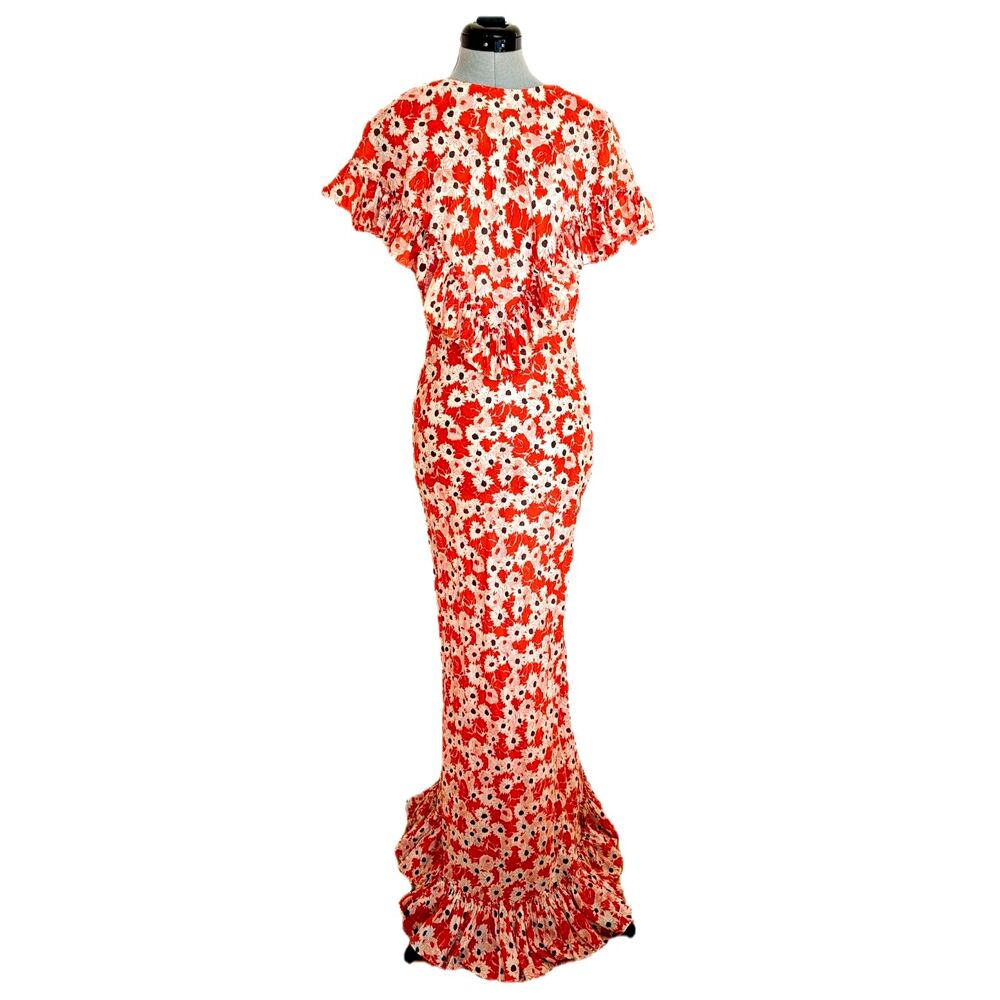 Rare VTG 30s Bias Cut Cotton Voile Daisy Capelet Garden Party Maxi Dress, Sz S/4